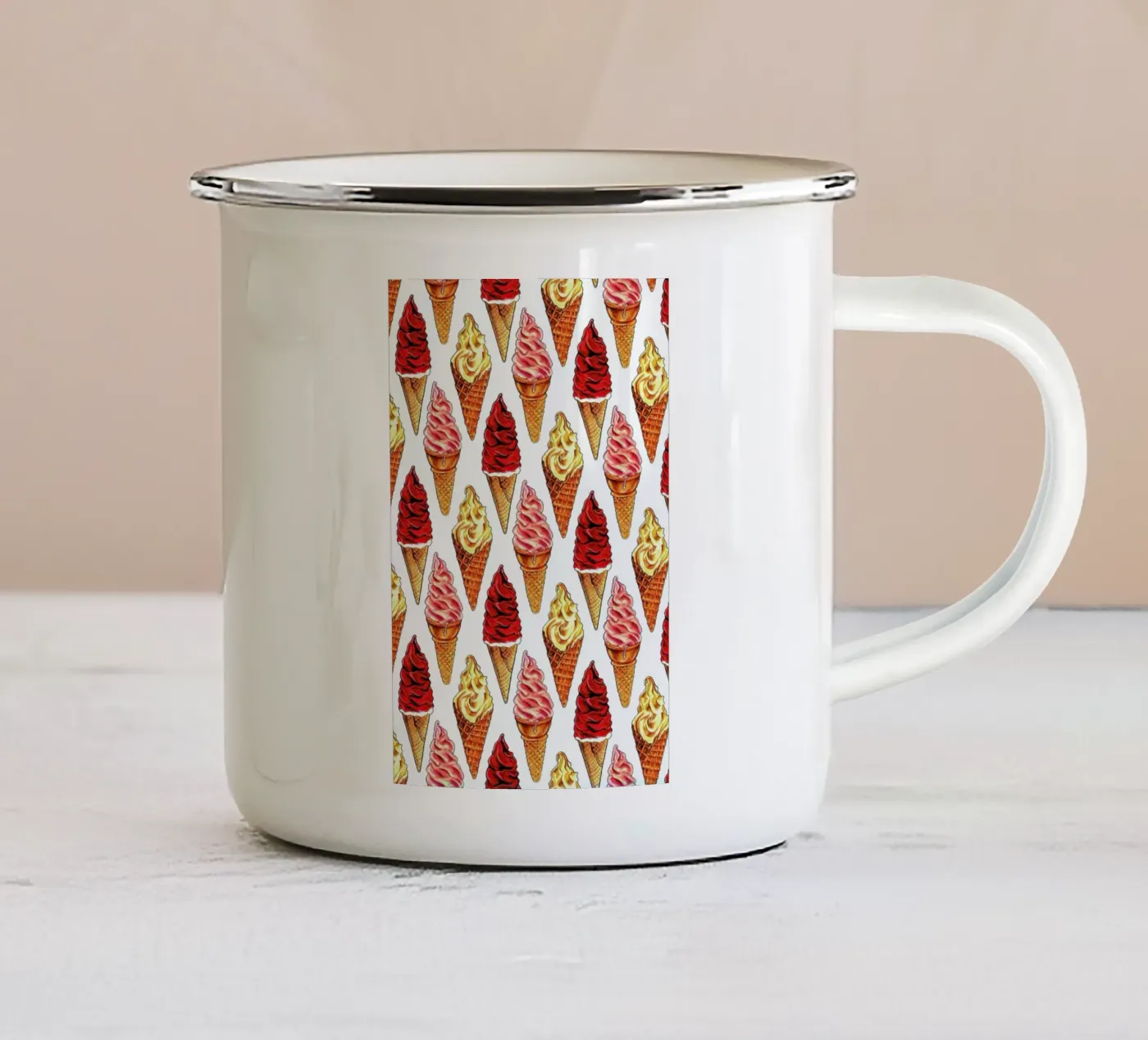 Soft Serve Pattern enamel mug by Kelly Gilleran