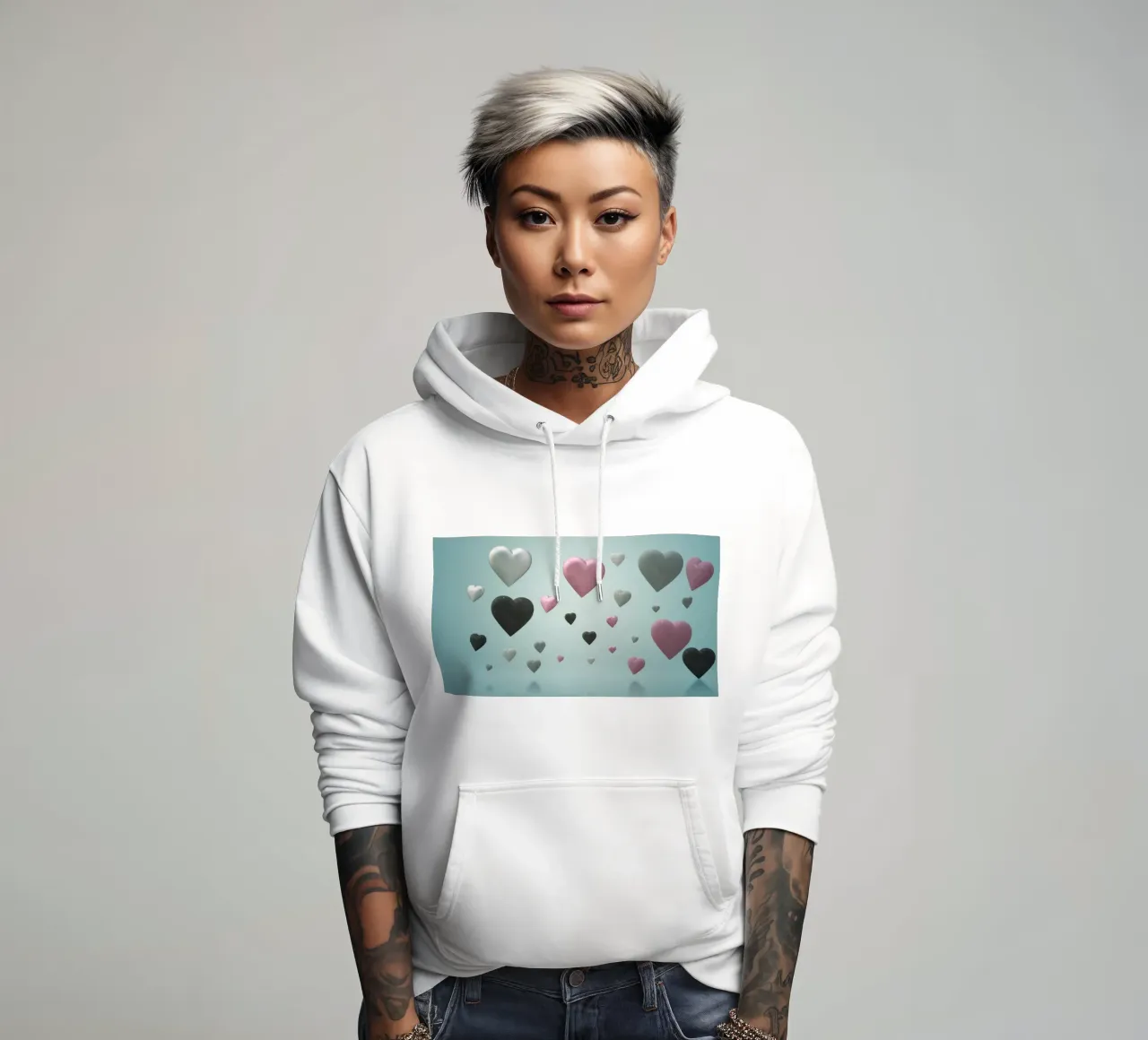 Cuori colorati felpa con cappuccio da BenCoStyle