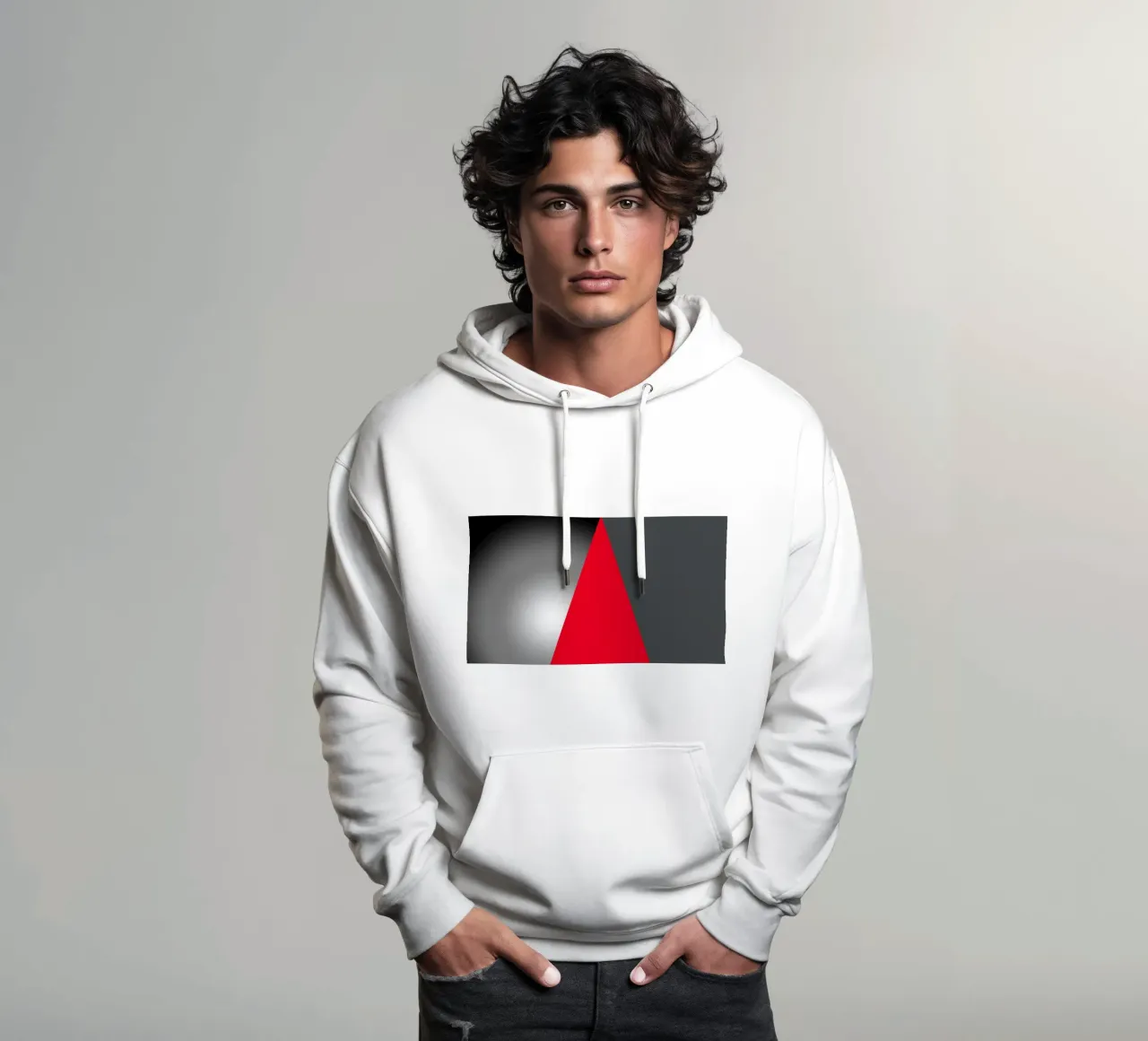 Triangolo rosso con sfera felpa con cappuccio da BenCoStyle