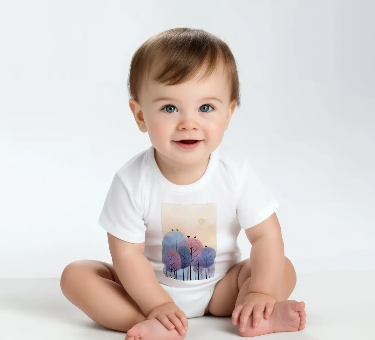 Rainbow Whisper Trees body neonato maniche corte da Kiara