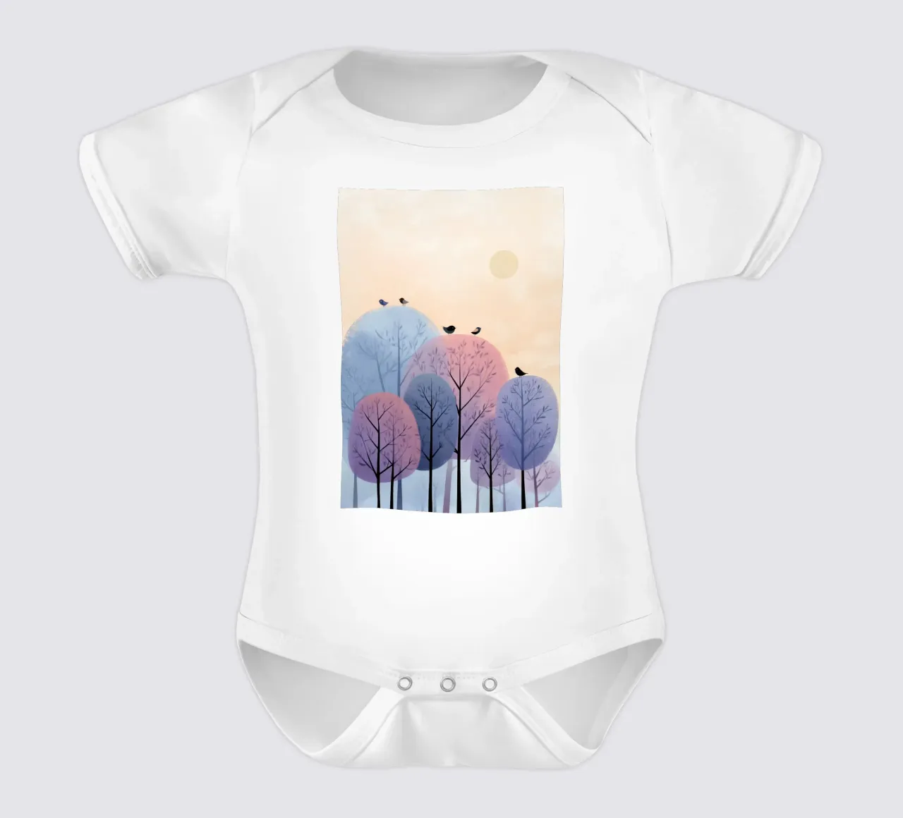 Rainbow Whisper Trees body neonato maniche corte da Kiara