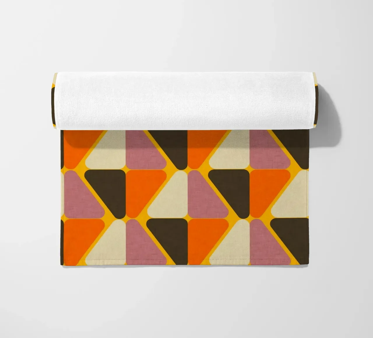 Retro Color Block Flower Yellow beach towel by susanacosta
