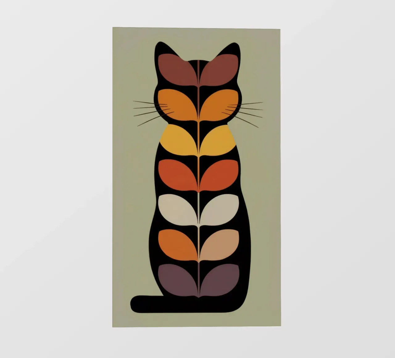 Whiskers of Autumn – Retro Leaf Cat Illustration pellicola backlit da 20 Farben