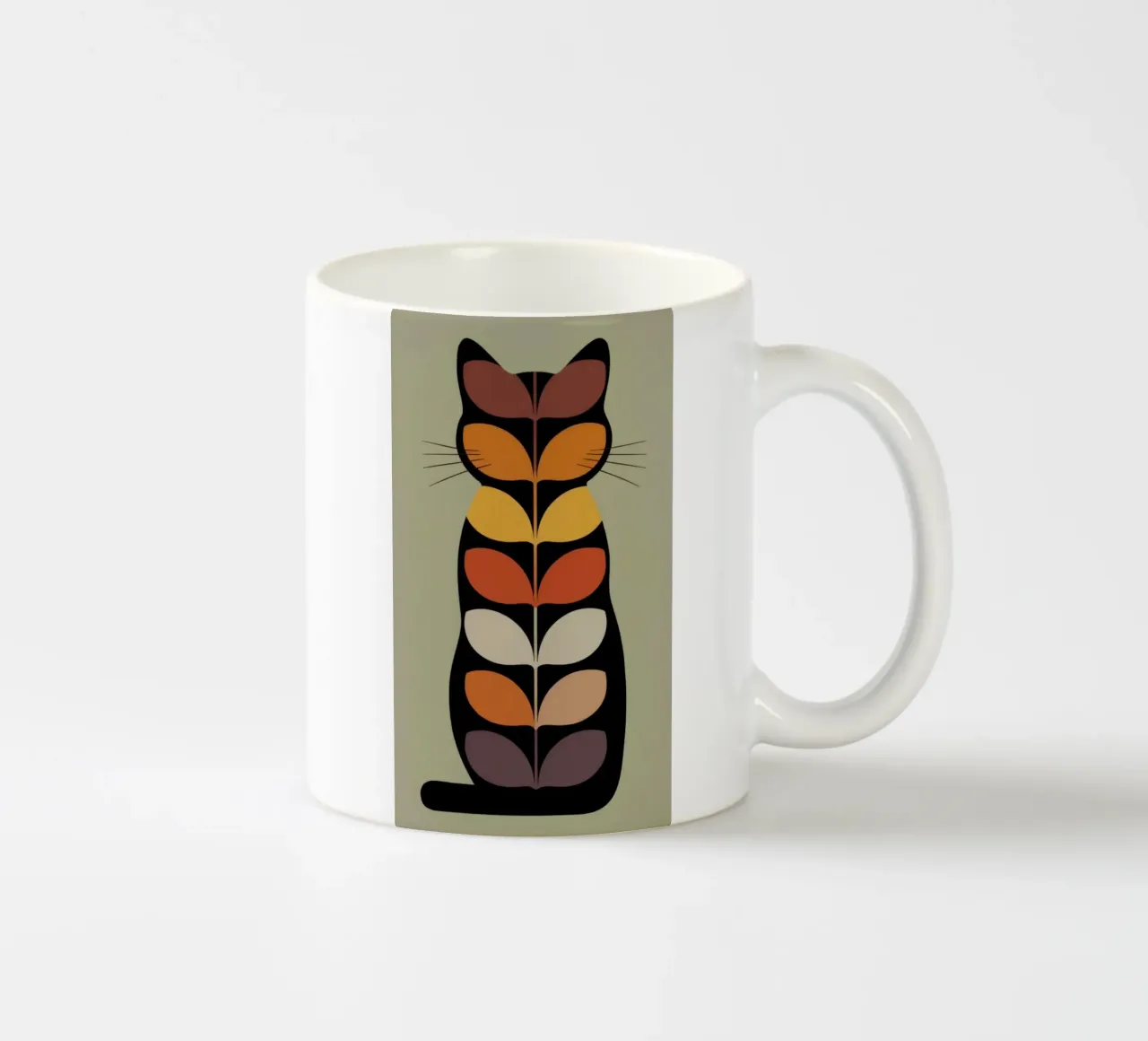 Whiskers of Autumn – Retro Leaf Cat Illustration tazza in ceramica da 20 Farben