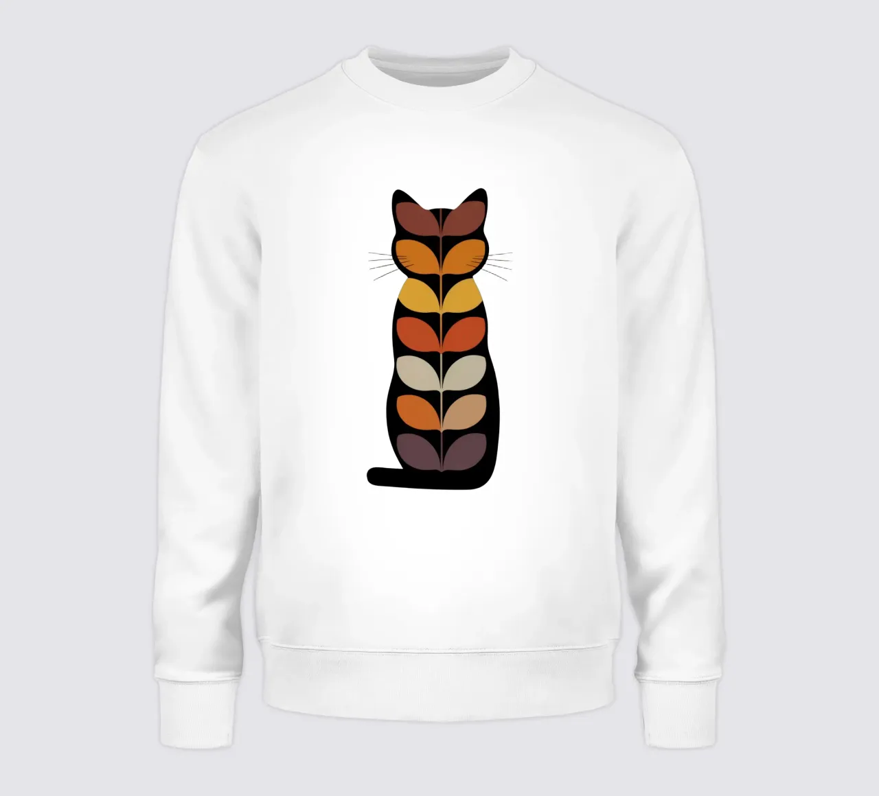Autumn Cat – Retro Leaf Cat Illustration felpa da 20 Farben