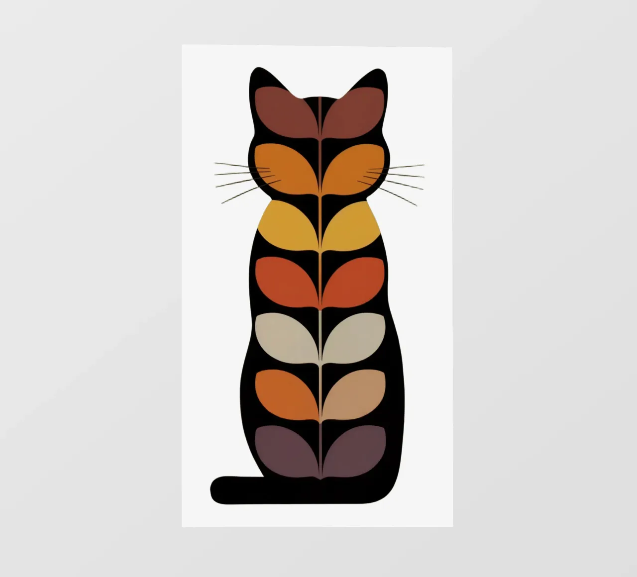 Autumn Cat – Retro Leaf Cat Illustration telo in pvc da 20 Farben