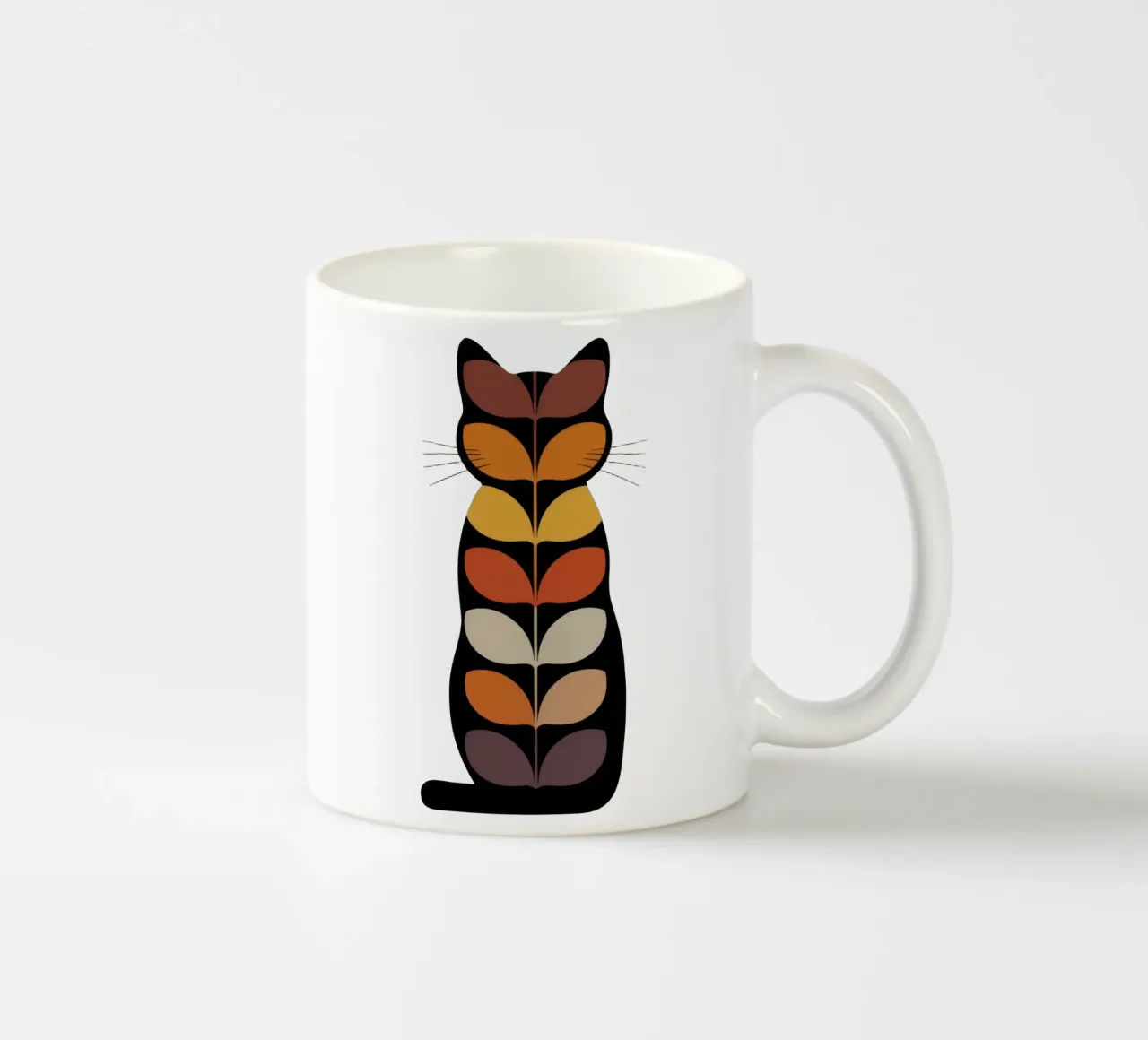 Autumn Cat – Retro Leaf Cat Illustration tazza in ceramica da 20 Farben