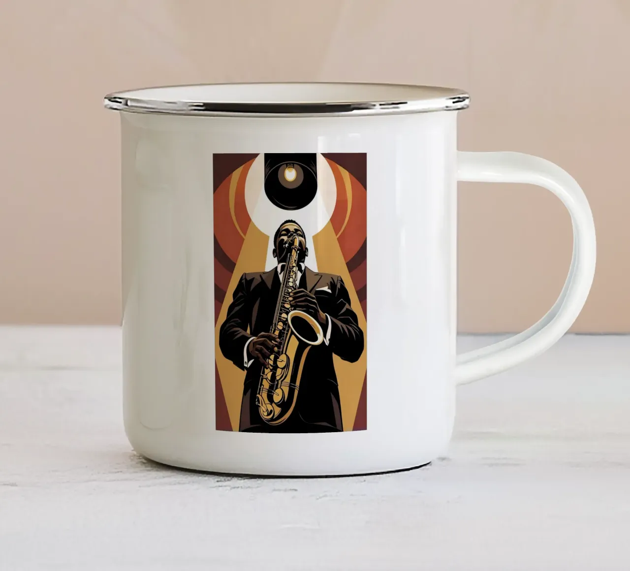 Saxofono tazza in smalto da Massimo Frascogna