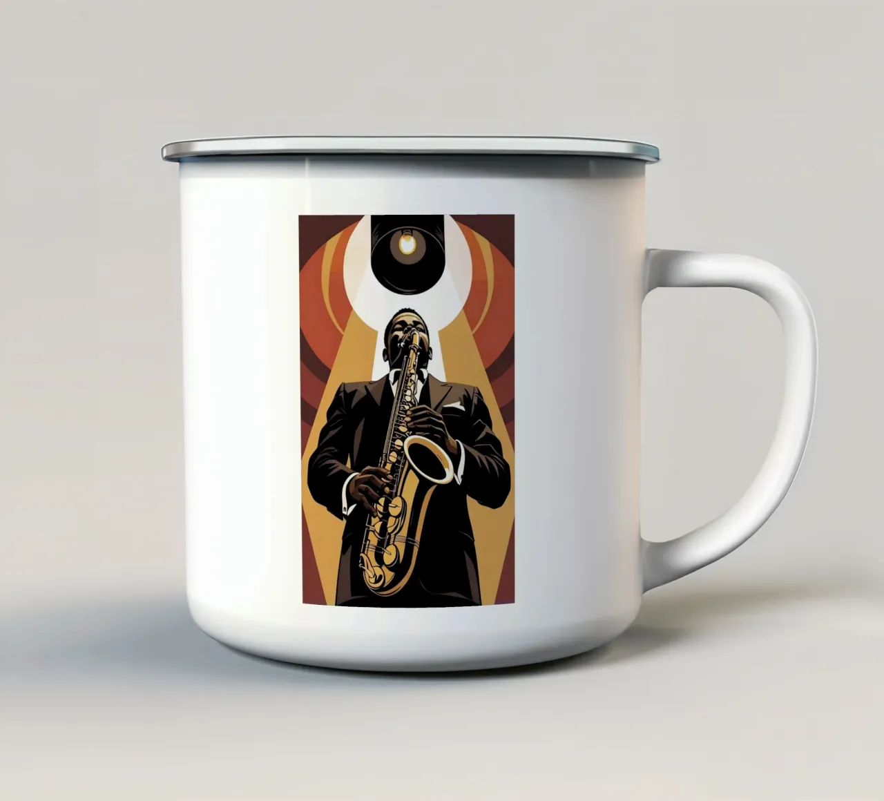 Saxofono tazza in smalto da Massimo Frascogna