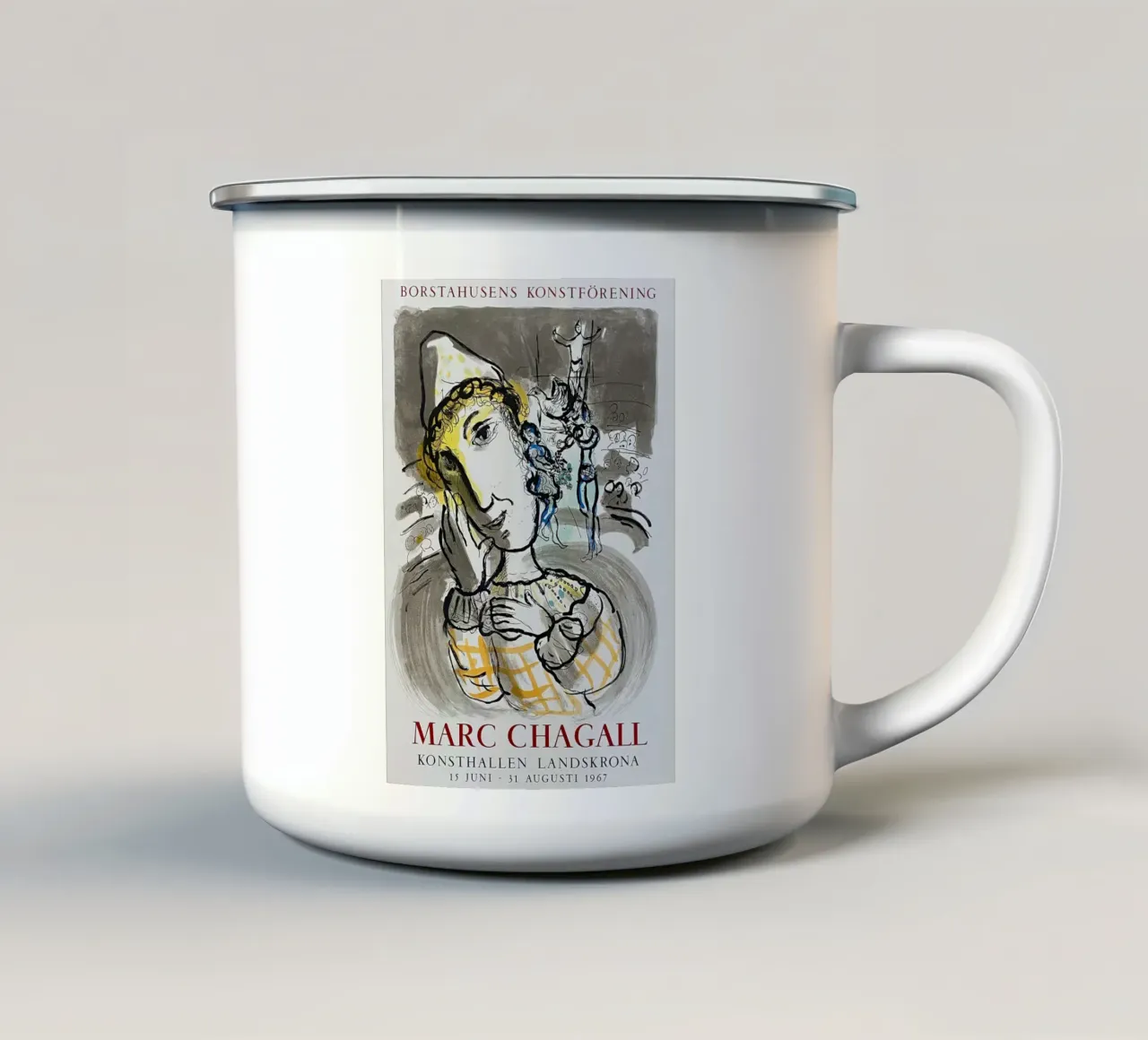 Circo con clown giallo, 1967 tazza in smalto da Jachultz Sophias