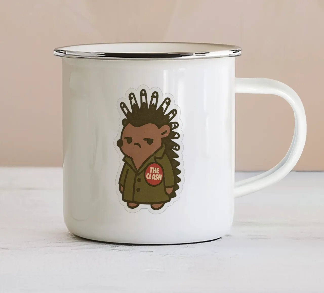 Vintage Punk Hedgehog - L'iconico atteggiamento Kawaii tazza in smalto da Punk & Cute - Affiches & Stickers