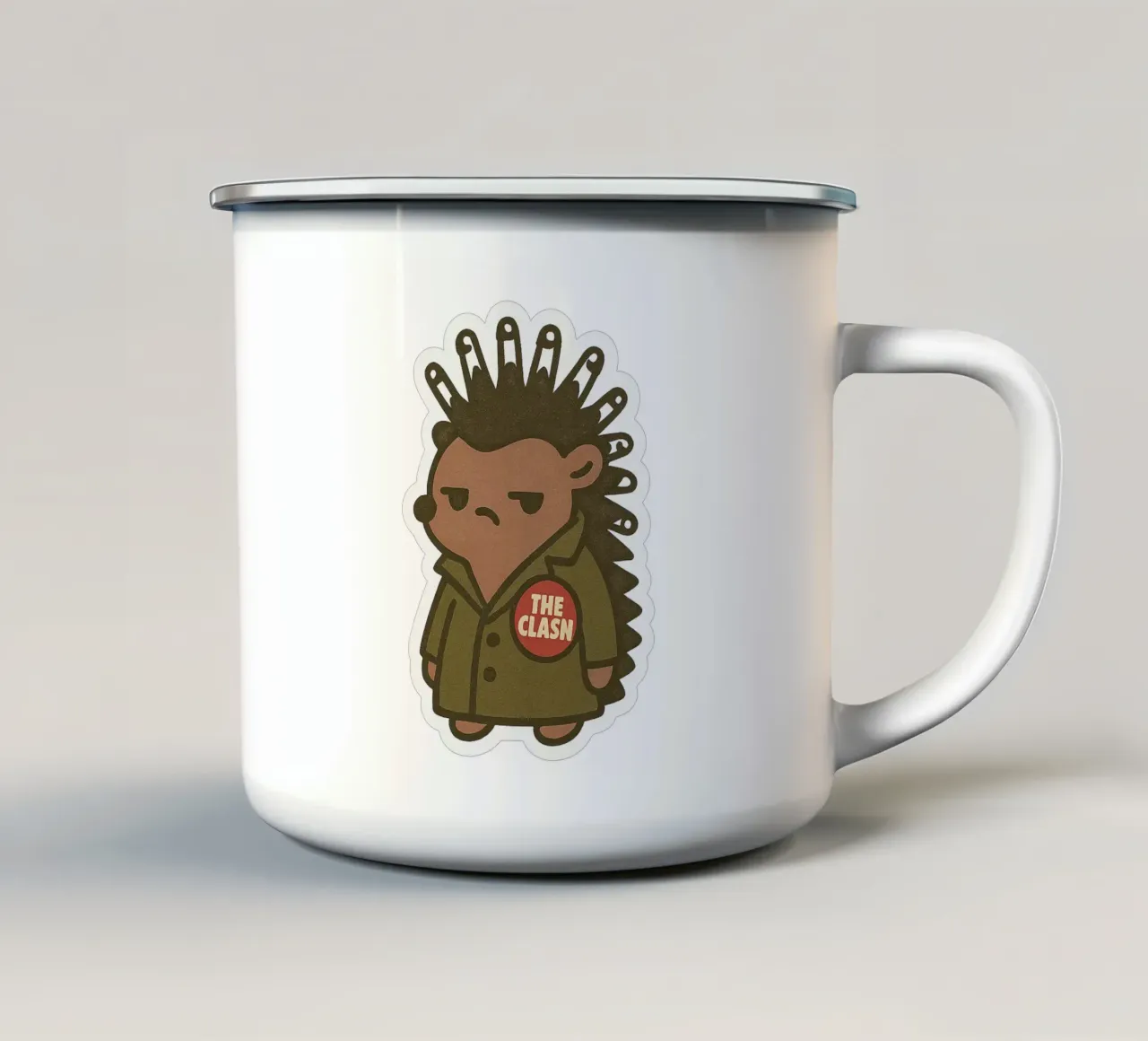 Vintage Punk Hedgehog - L'iconico atteggiamento Kawaii tazza in smalto da Punk & Cute - Affiches & Stickers