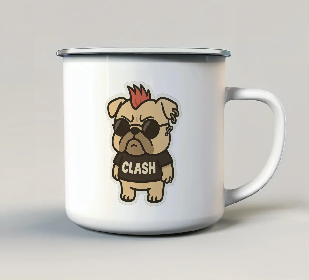 Bulldog Punk "Clash" tazza in smalto da Punk & Cute - Affiches & Stickers