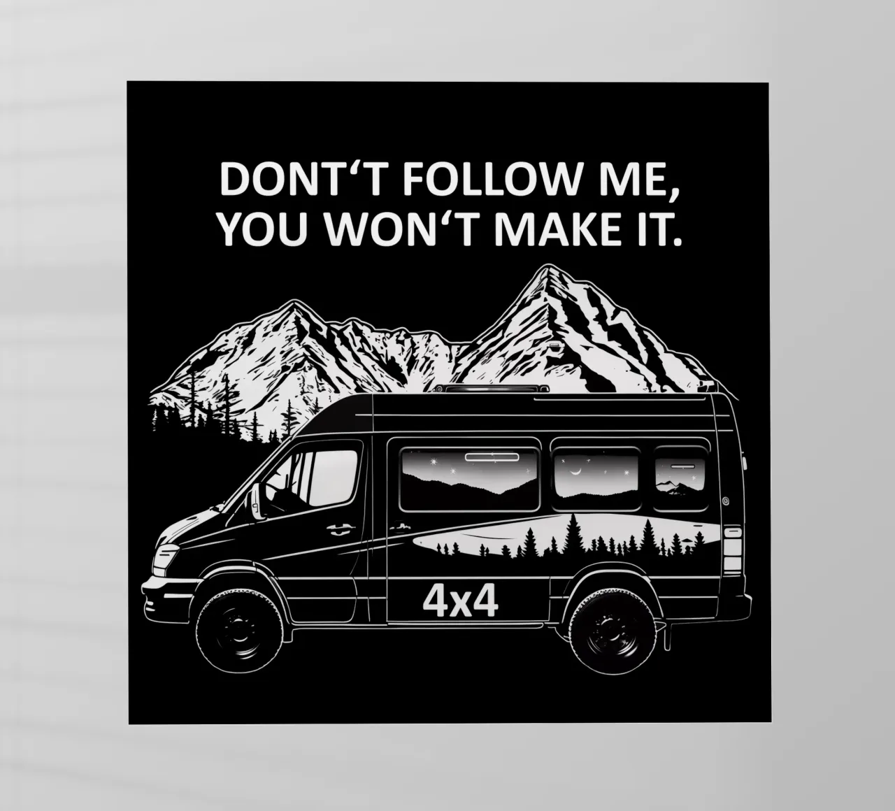 4x4 Don't Follow Me, You Won't Make It. Backlit Folie von Autofocus