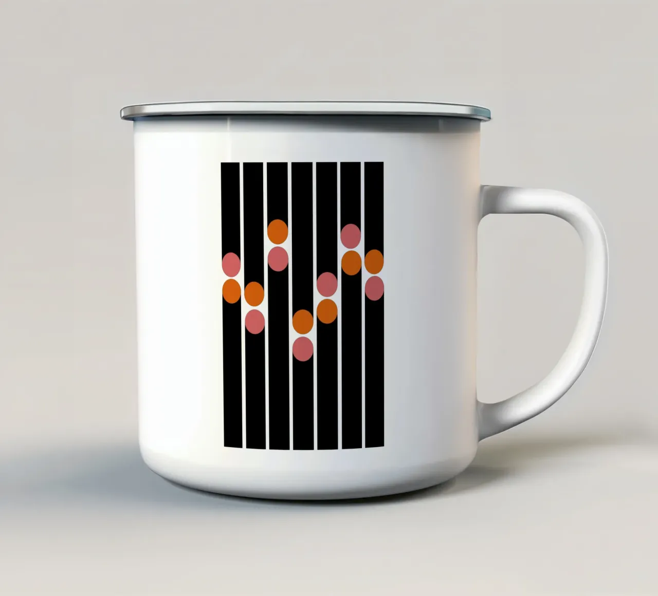 Bauhaus Linen Dots – Orange & Pink tazza in smalto da TijanaArtStudio88