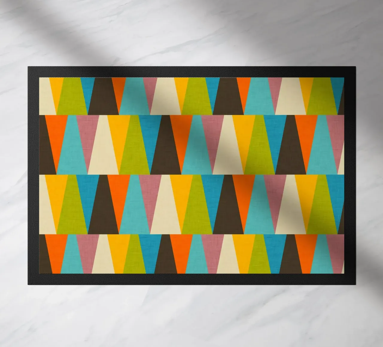 Retro Color Block Triangle Color Happy doormat by susanacosta