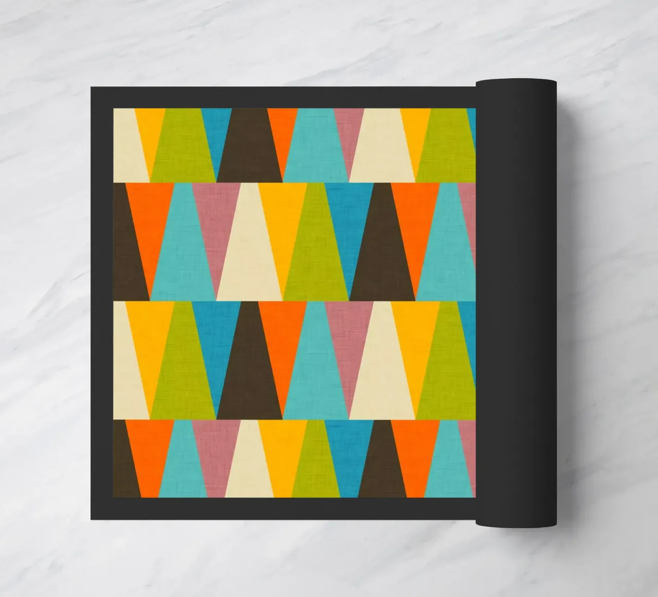 Retro Color Block Triangle Color Happy doormat by susanacosta