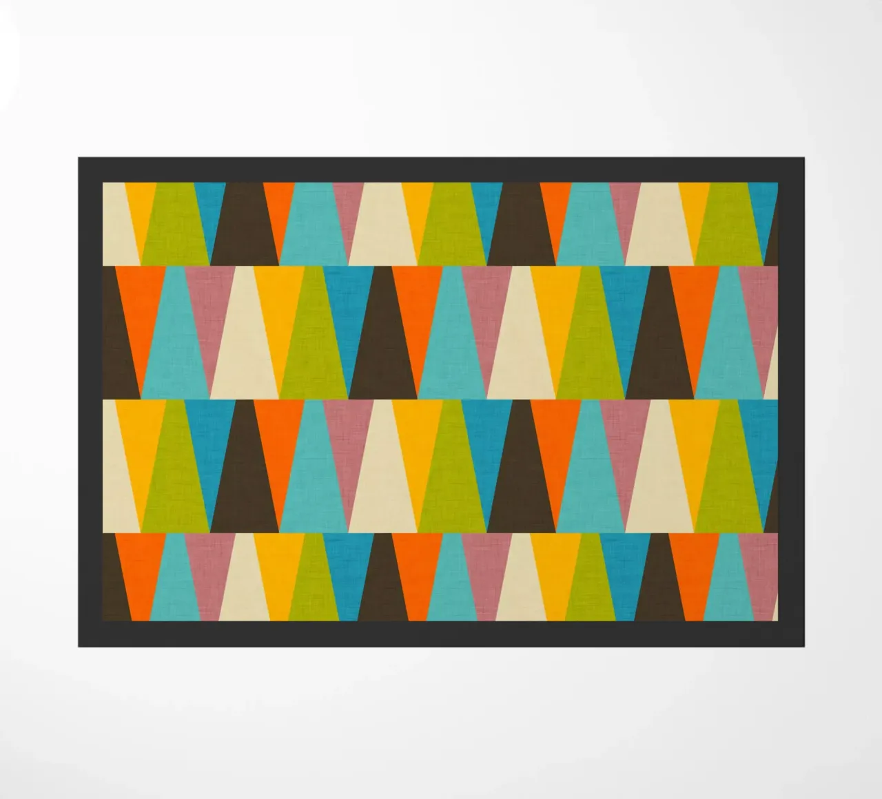 Retro Color Block Triangle Color Happy doormat by susanacosta