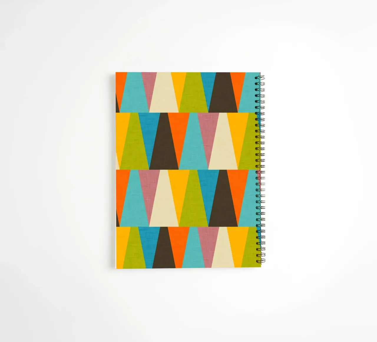 Retro Color Block Triangle Color Happy spiral notebook by susanacosta