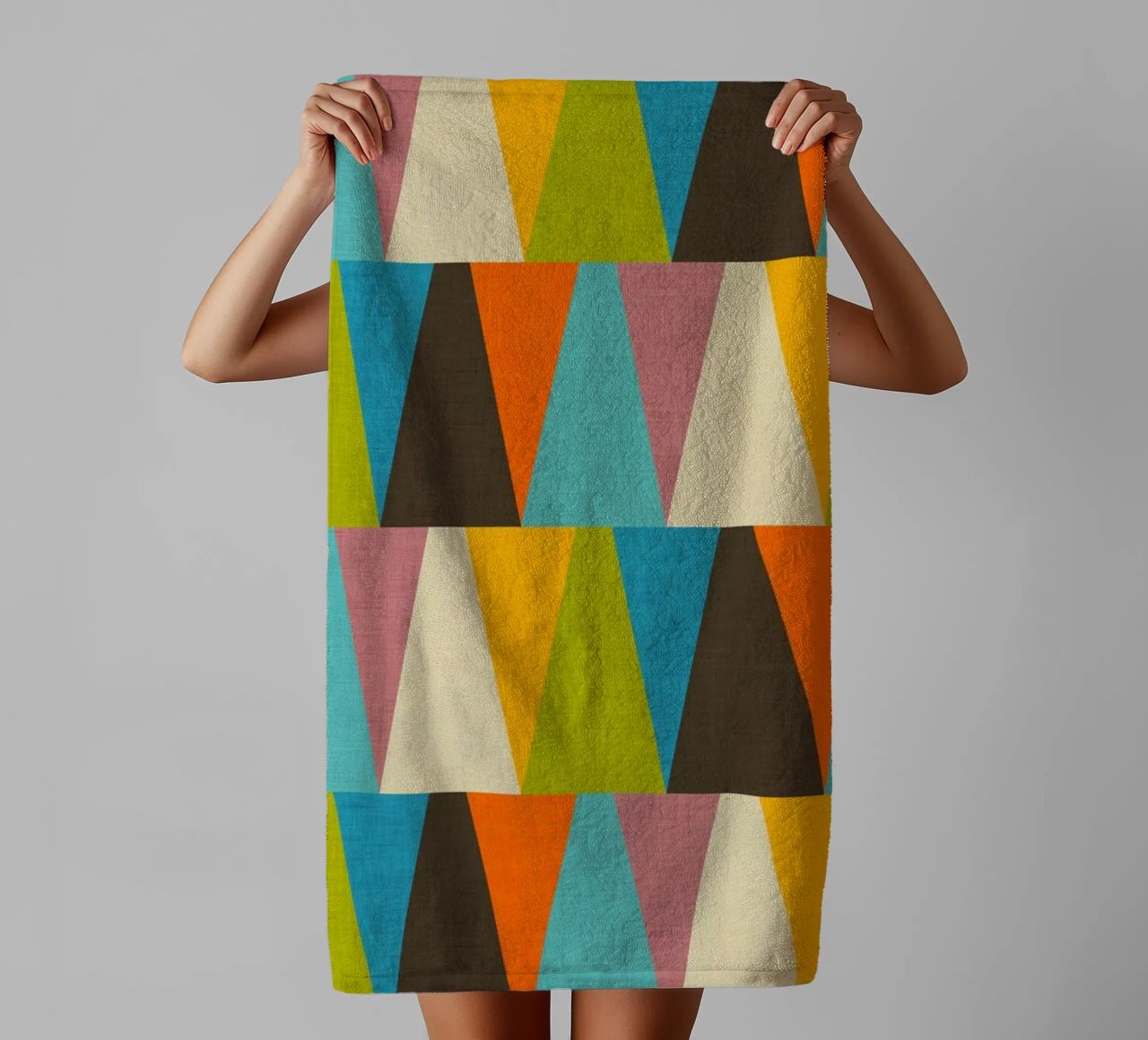 Retro Color Block Triángulo Color Happy toalla de baño de susanacosta