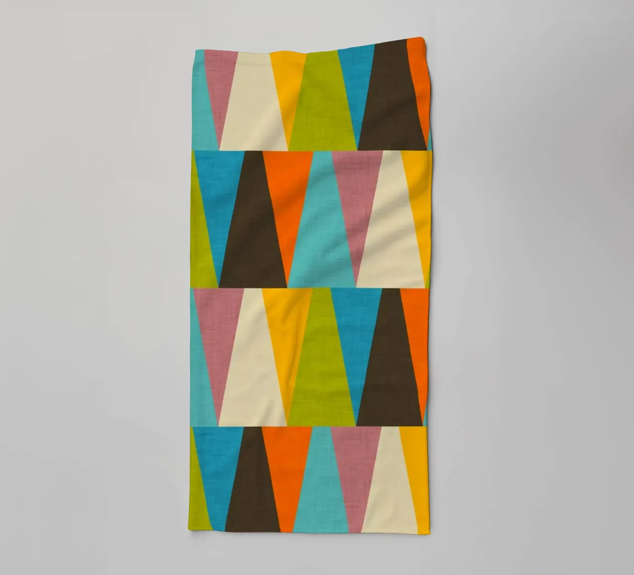 Retro Color Block Triangle Color Happy towel by susanacosta