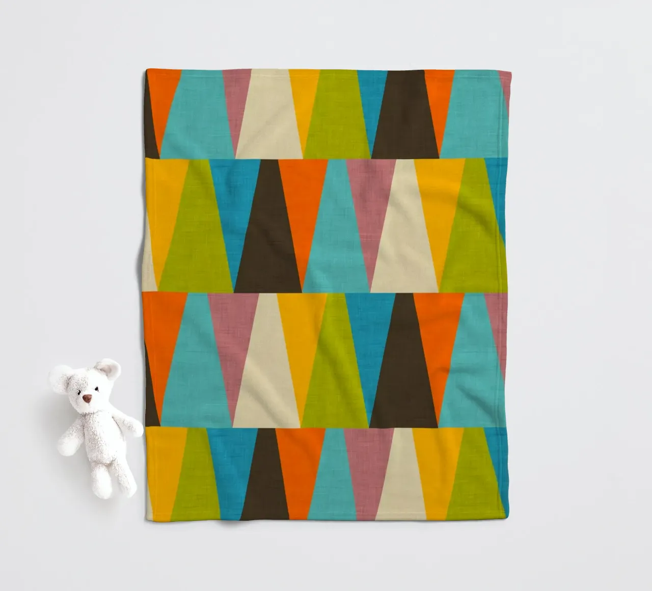 Retro Color Block Triangle Color Happy fleece blanket by susanacosta