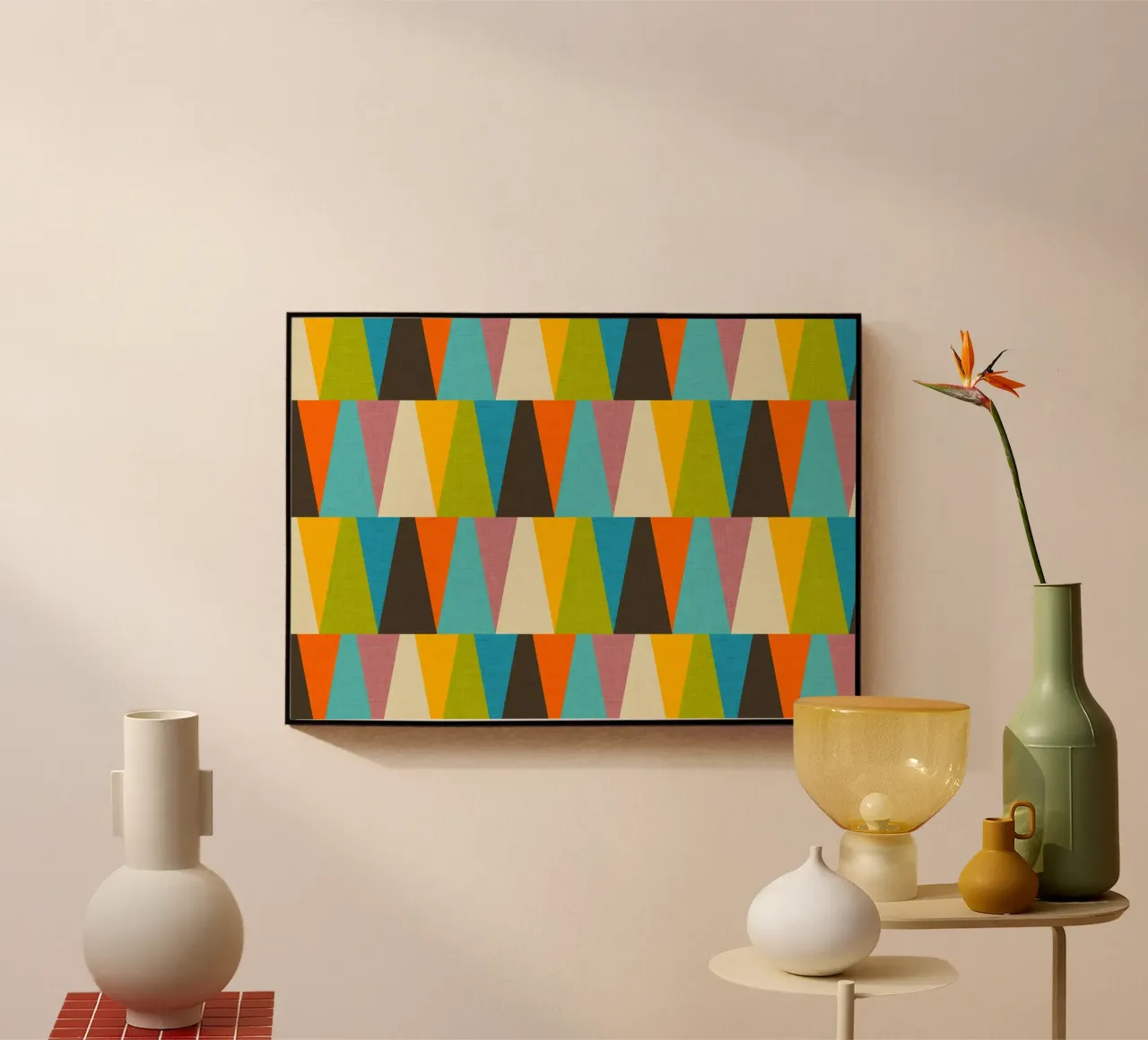 Rétro Color Block Triangle Color Happy plexiglas de susanacosta