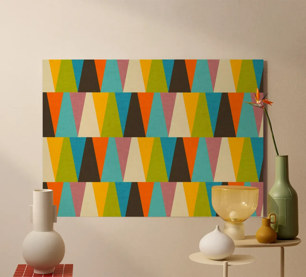 Rétro Color Block Triangle Color Happy plexiglas de susanacosta