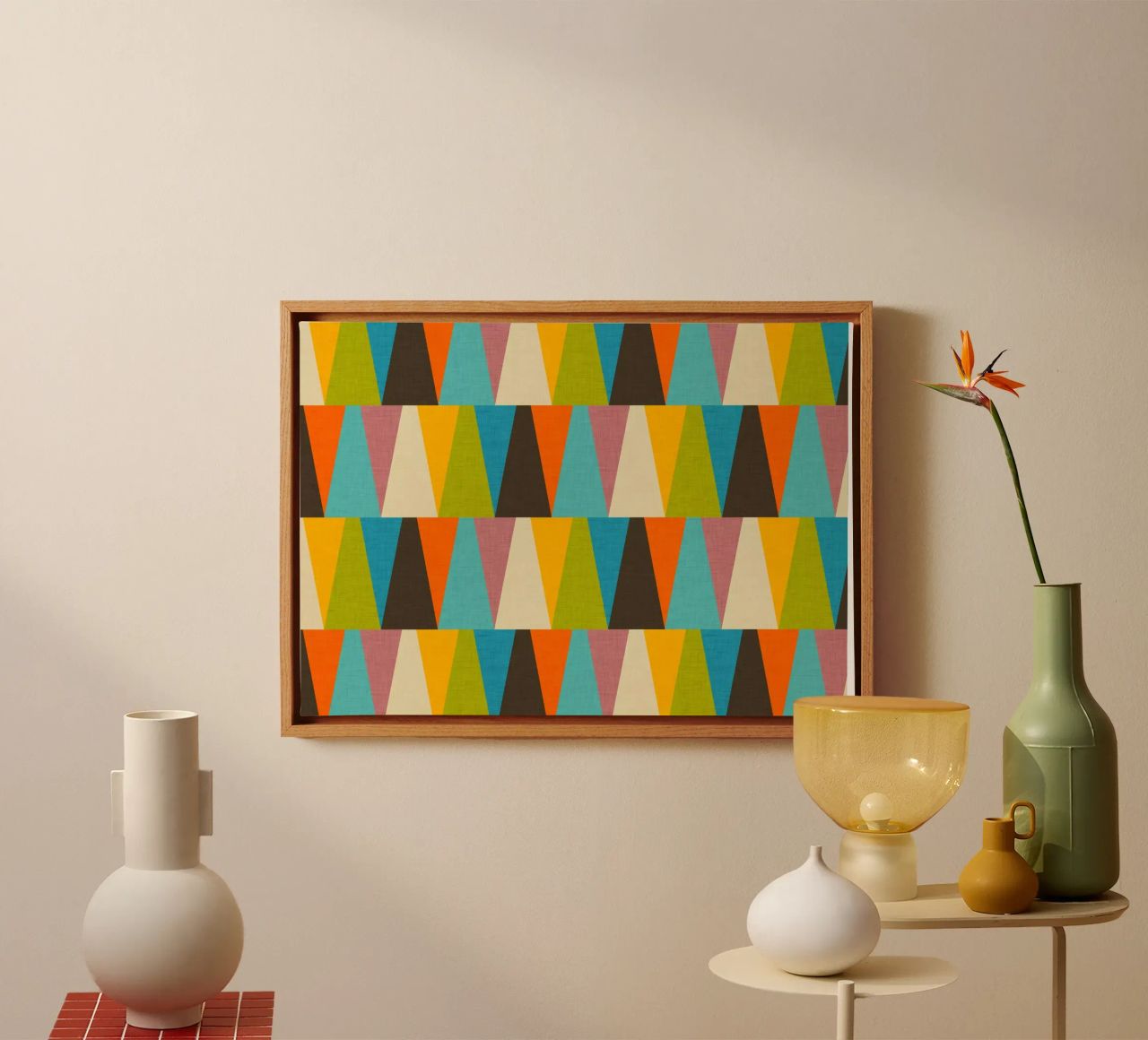 Retro Color Block Triángulo Color Happy lienzo de susanacosta