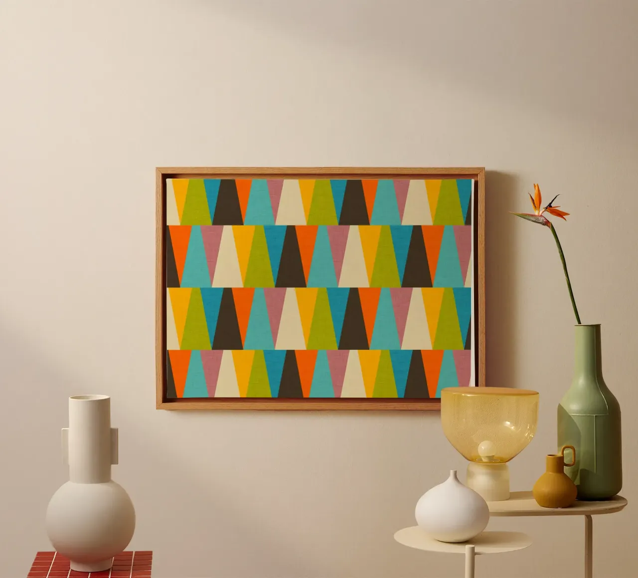 Retro Color Block Triangle Color Happy canvas by susanacosta
