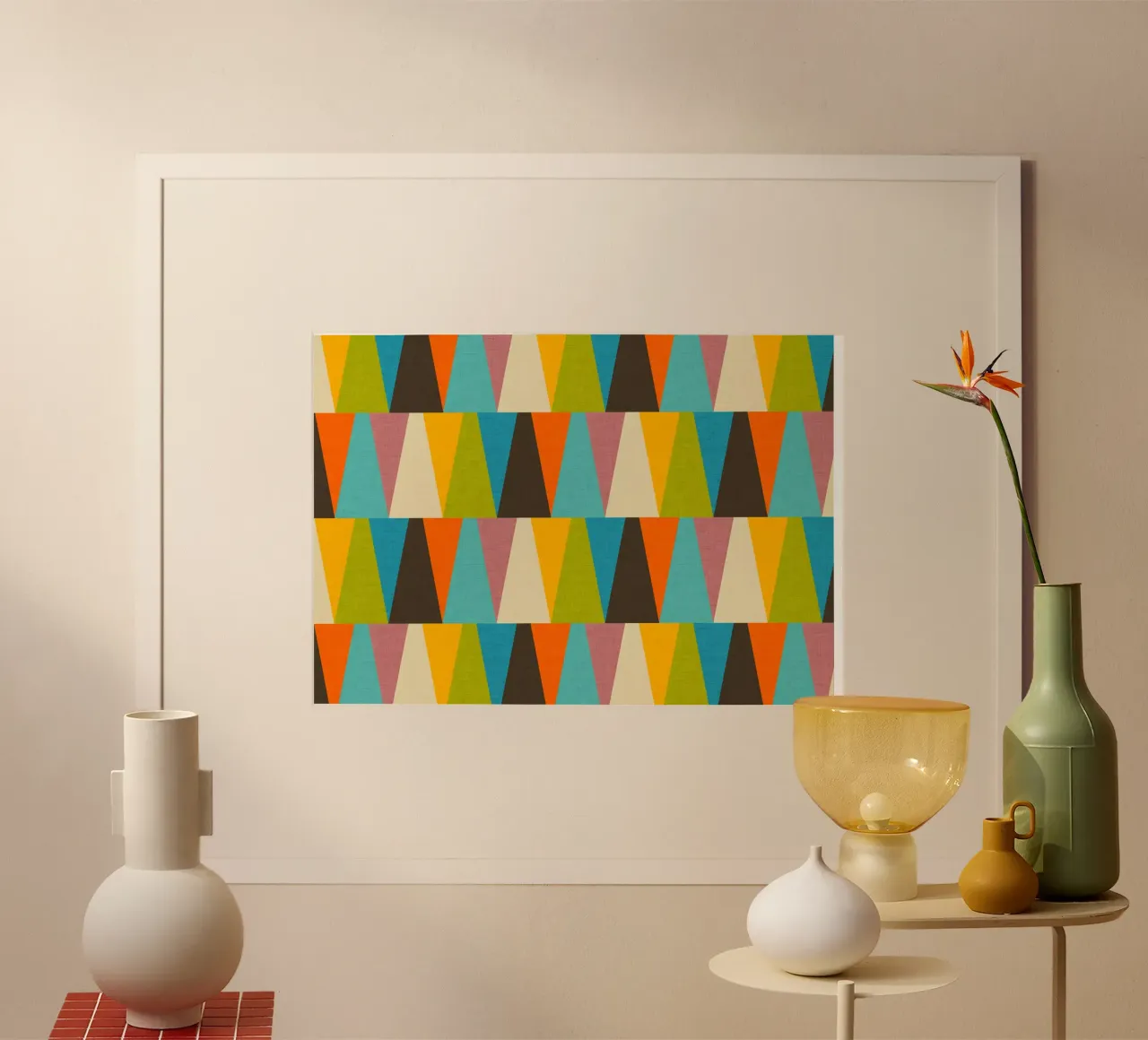 Retro Color Block Triangle Color Happy hahnemühle by susanacosta