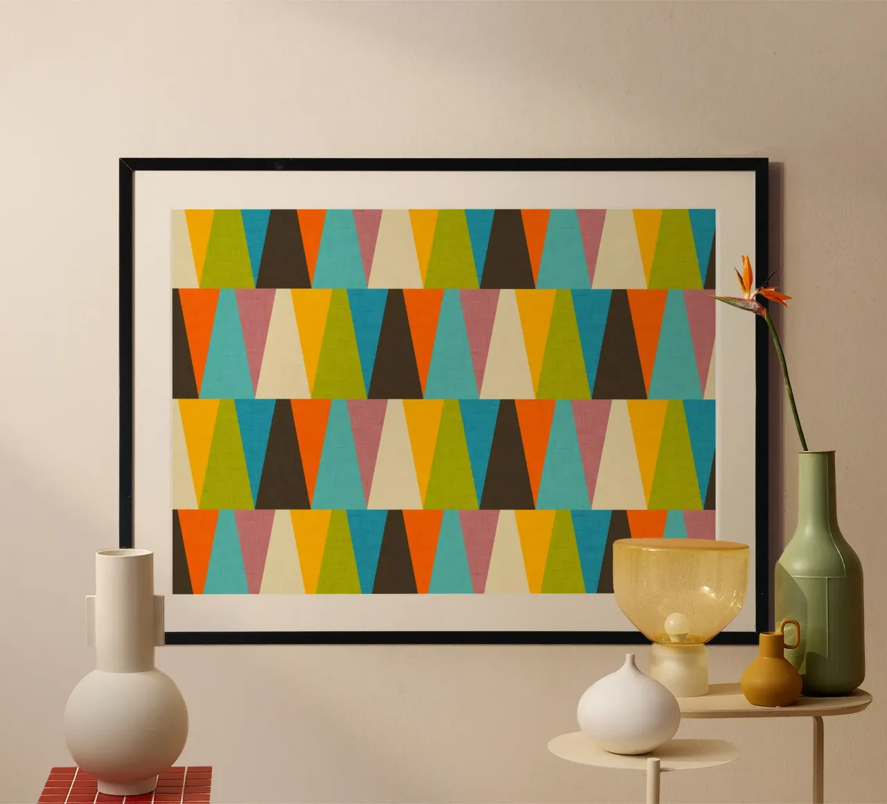 Retro Color Block Triangle Color Happy hahnemühle by susanacosta