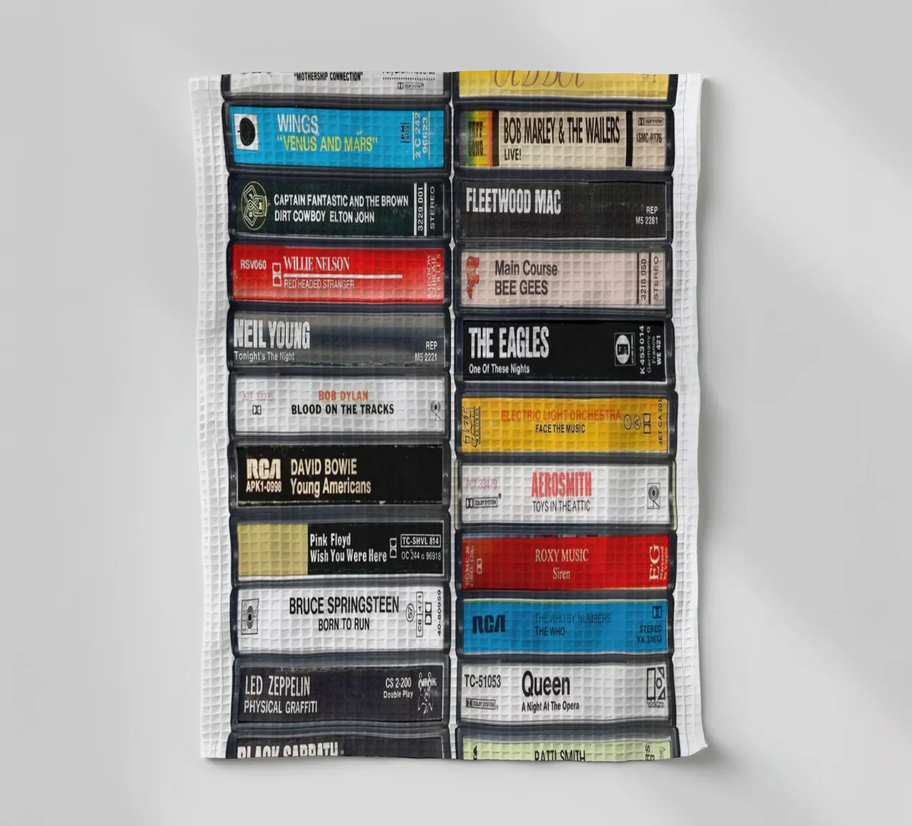 Music of 1975 - 50th Birthday Gift Idea - Born in 1975 tea towel by MrMustardPrints