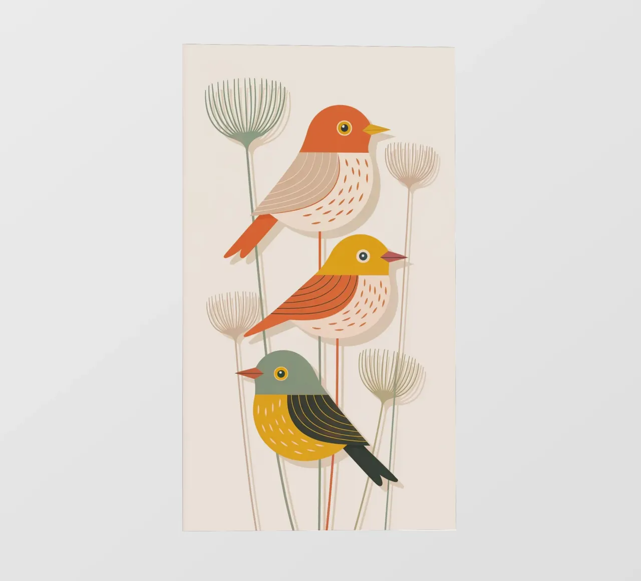 Autumn Birds Retro Art Print pellicola backlit da 20 Farben