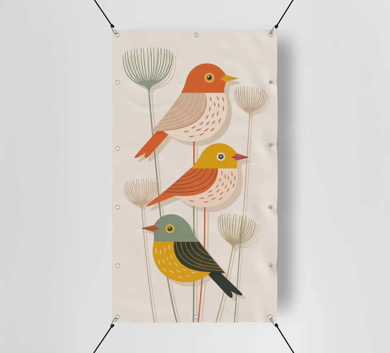 Autumn Birds Retro Art Print telo in pvc da 20 Farben