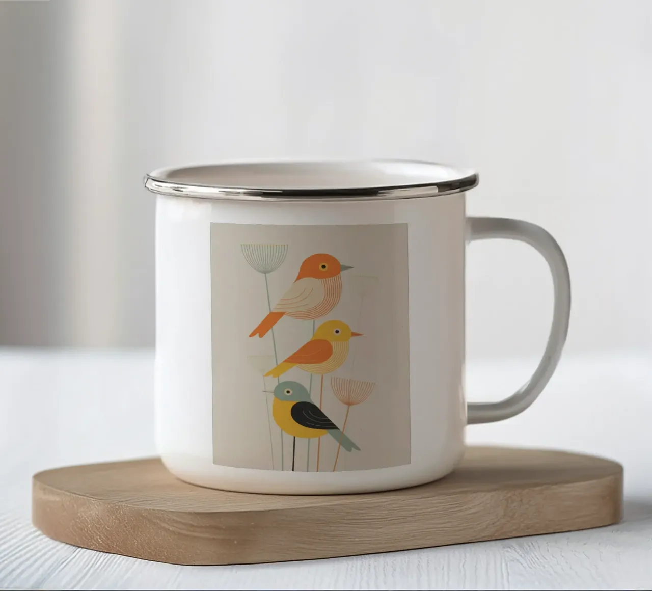 Autumn Birds Retro Art Print tazza in smalto da 20 Farben