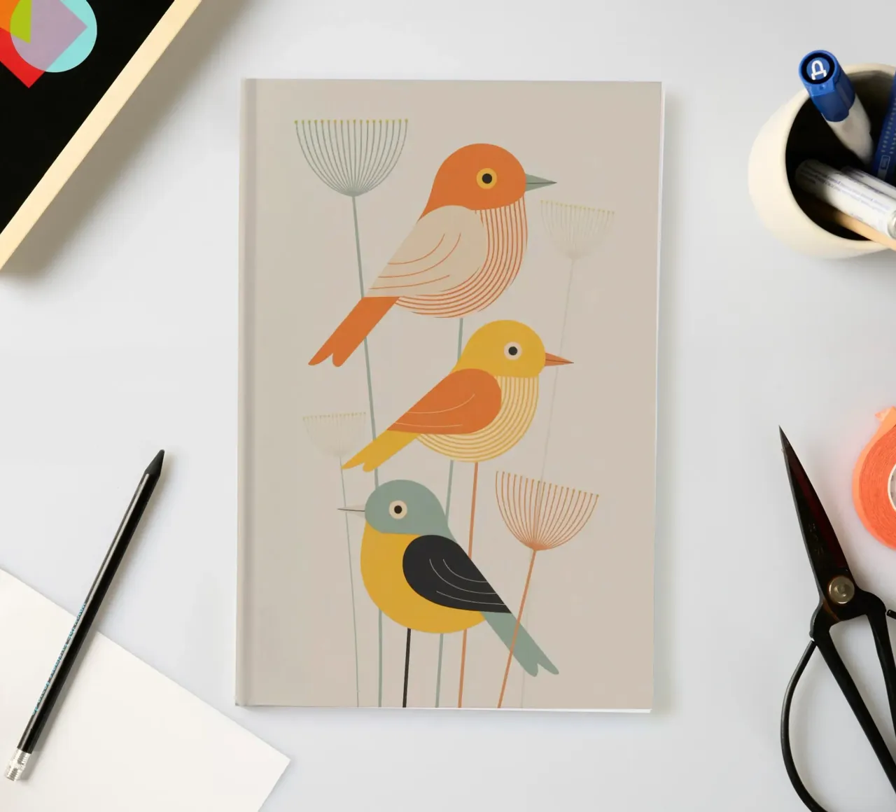 Autumn Birds Retro Art Print notebook by 20 Farben