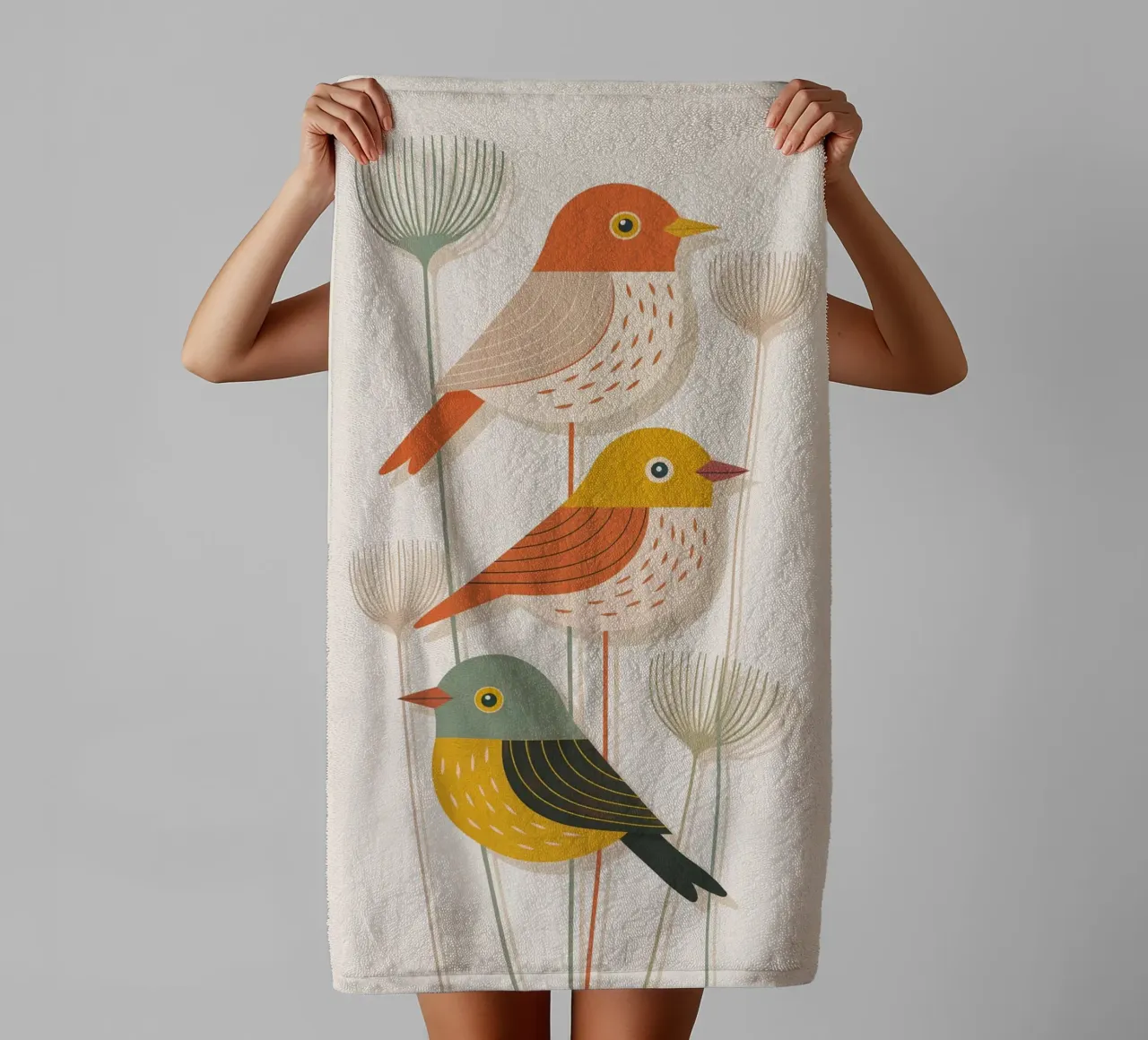 Autumn Birds Retro Art Print asciugamano da bagno da 20 Farben