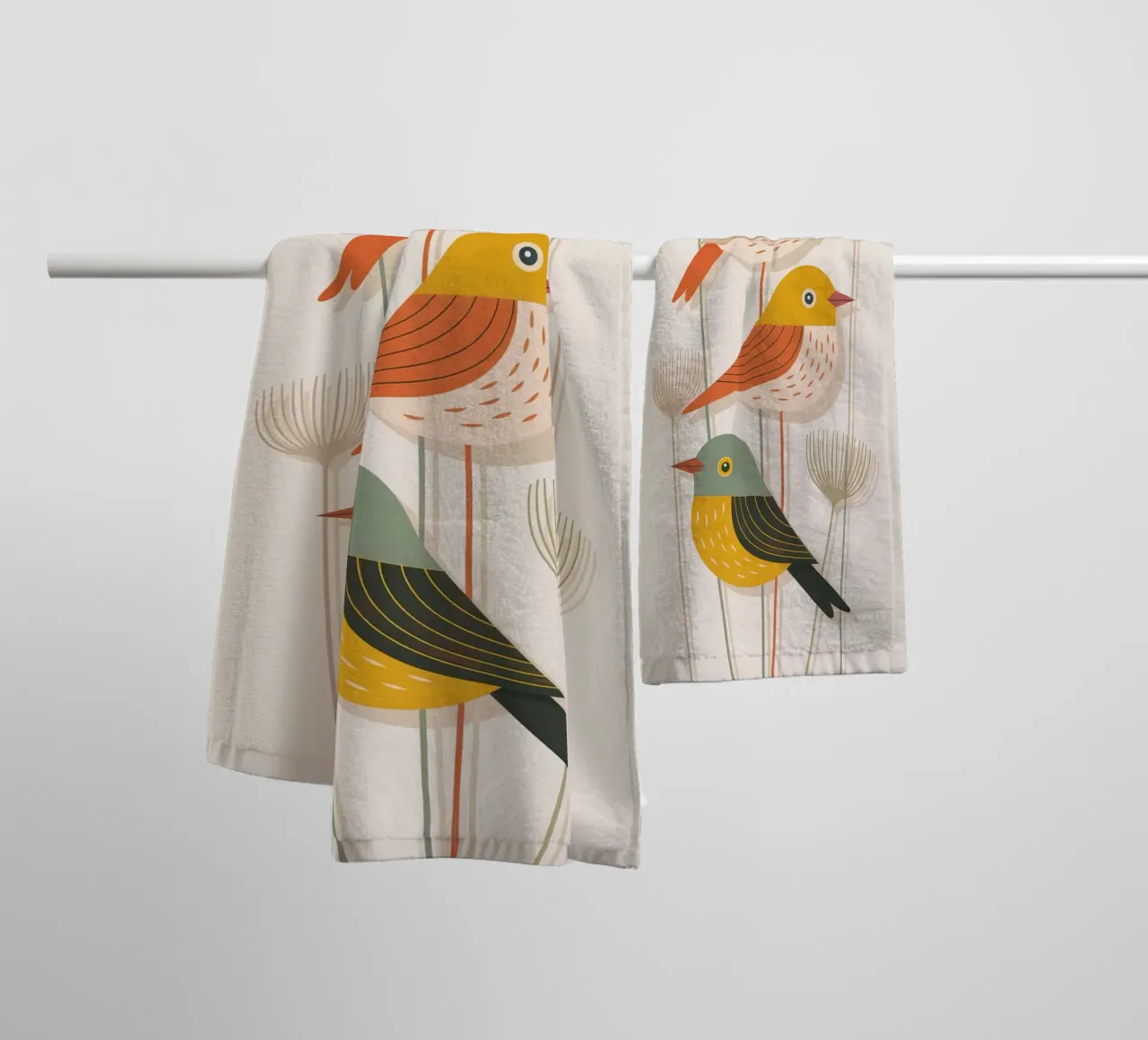 Autumn Birds Retro Art Print asciugamano da bagno da 20 Farben