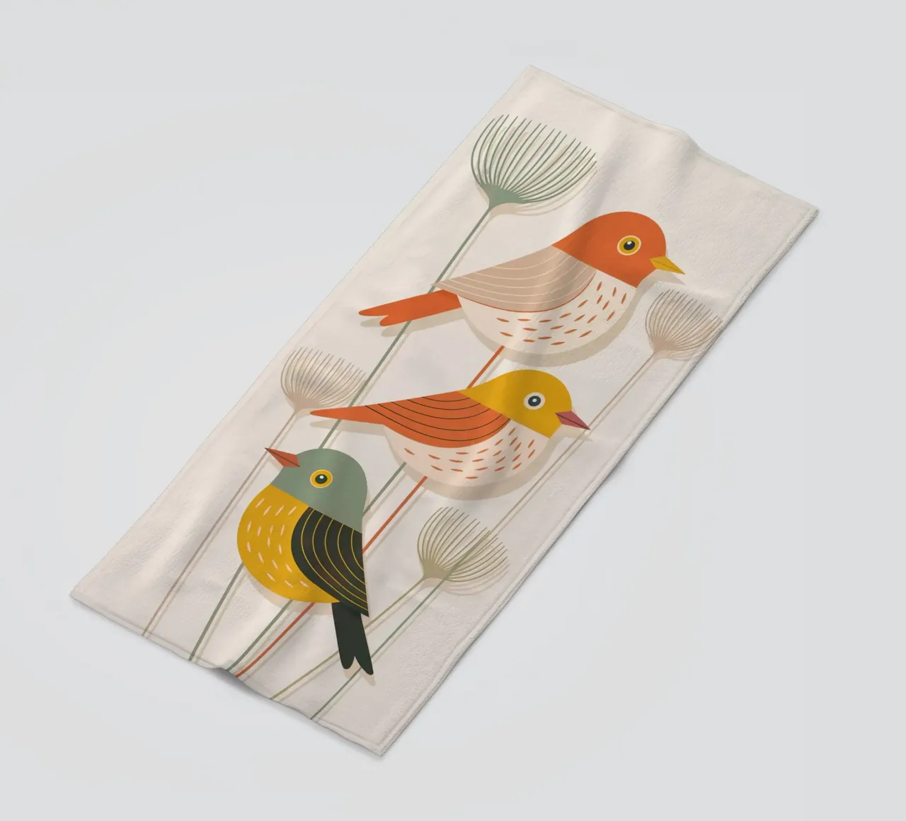 Autumn Birds Retro Art Print telo mare da 20 Farben