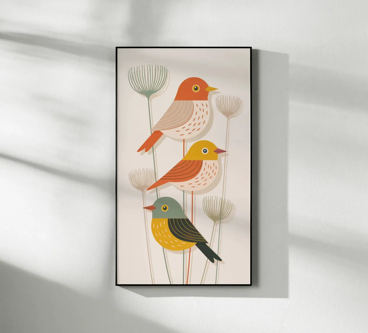 Autumn Birds Retro Art Print plexiglass da 20 Farben