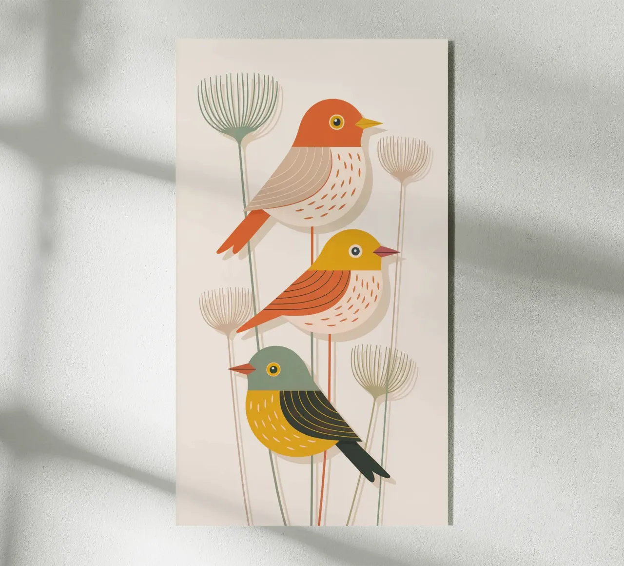 Autumn Birds Retro Art Print plexiglass da 20 Farben