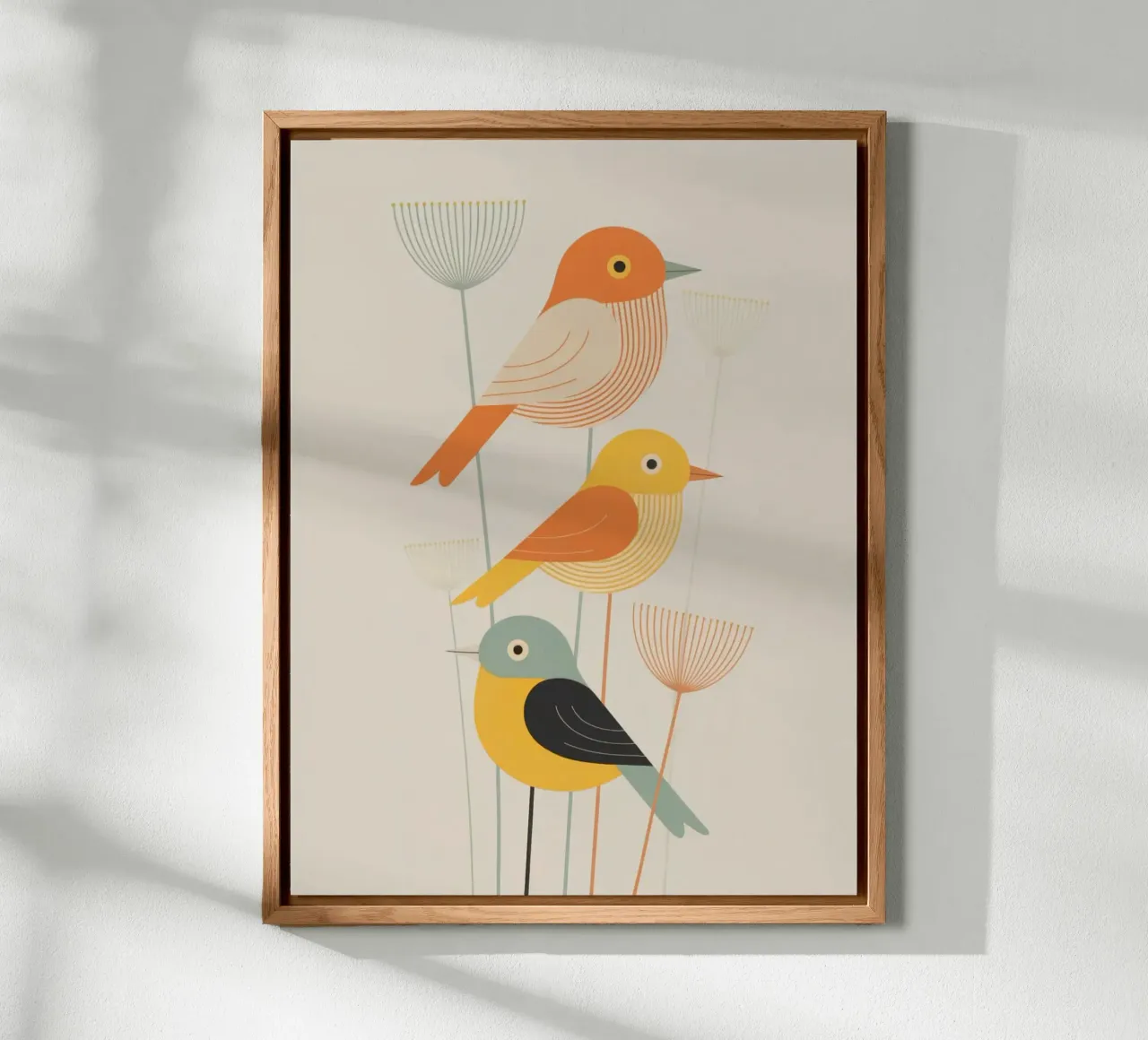 Autumn Birds Retro Art Print alluminio dibond da 20 Farben