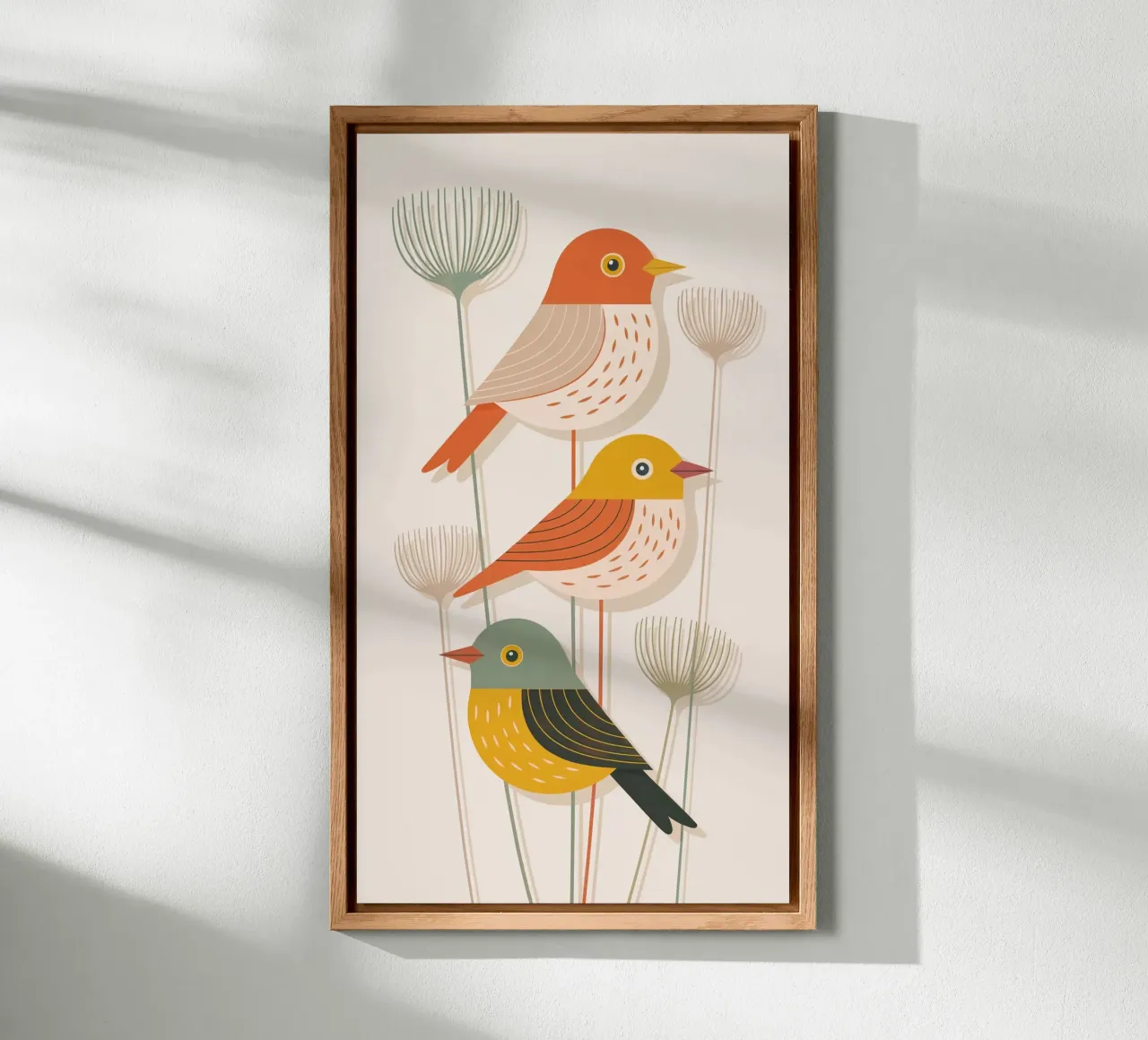Autumn Birds Retro Art Print alluminio dibond da 20 Farben