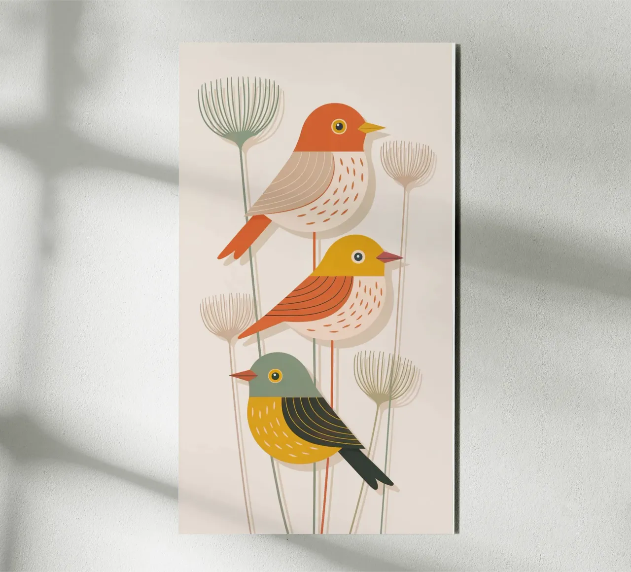 Autumn Birds Retro Art Print alluminio dibond da 20 Farben