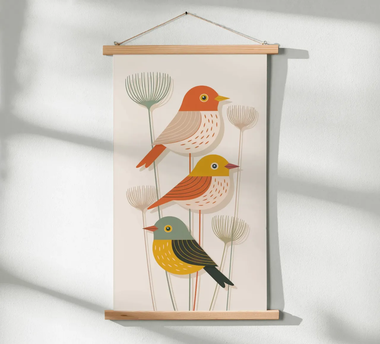 Autumn Birds Retro Art Print carta hahnemühle da 20 Farben
