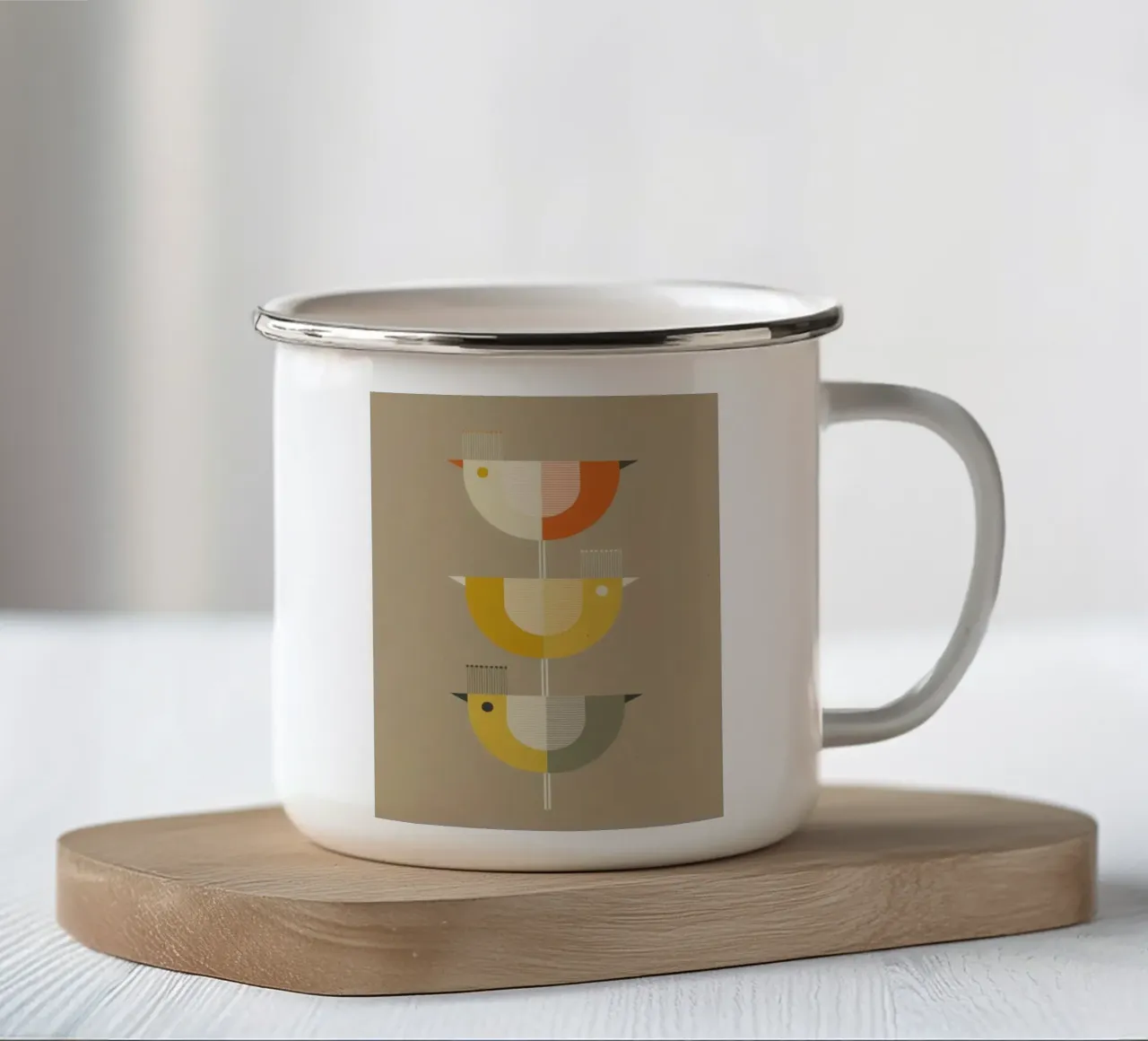 BIRD TRIO - Retro Style tazza in smalto da 20 Farben