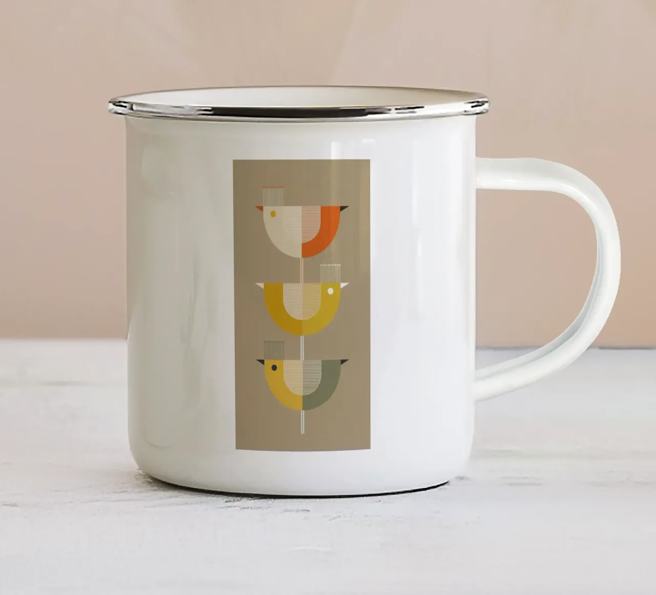 BIRD TRIO - Retro Style tazza in smalto da 20 Farben