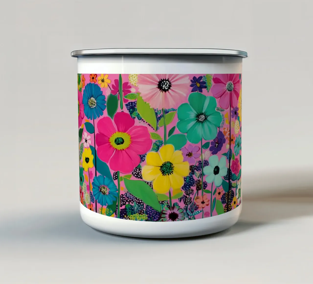 Fiori estivi colorati pinki tazza in smalto da Carinaprint
