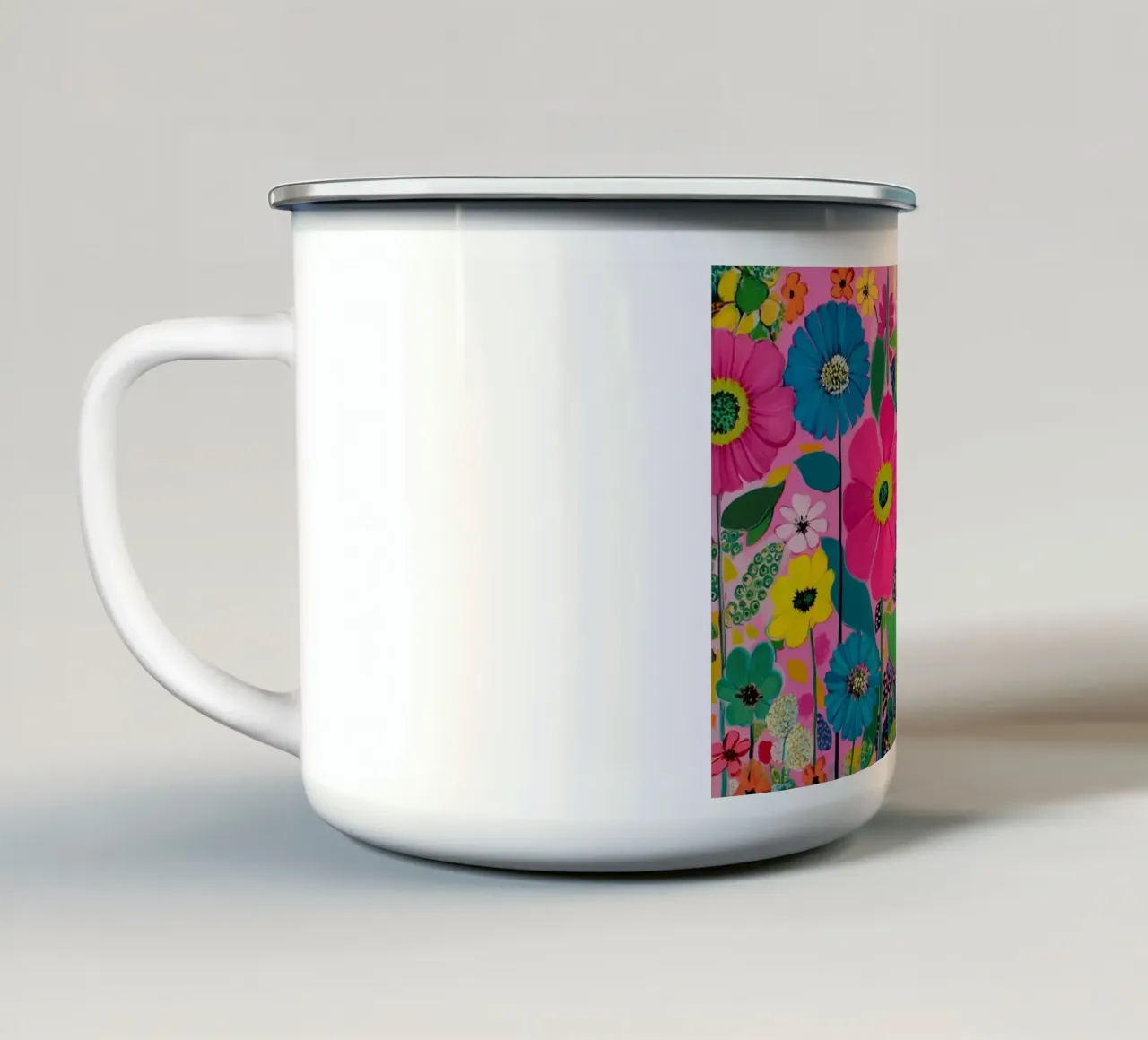 Fiori estivi colorati pinki tazza in smalto da Carinaprint